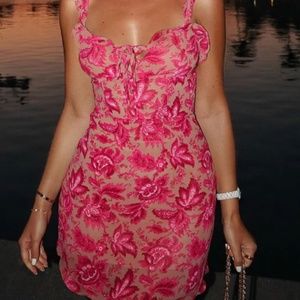 Sweet Fling Mini Dress Fuchsia Pink Print